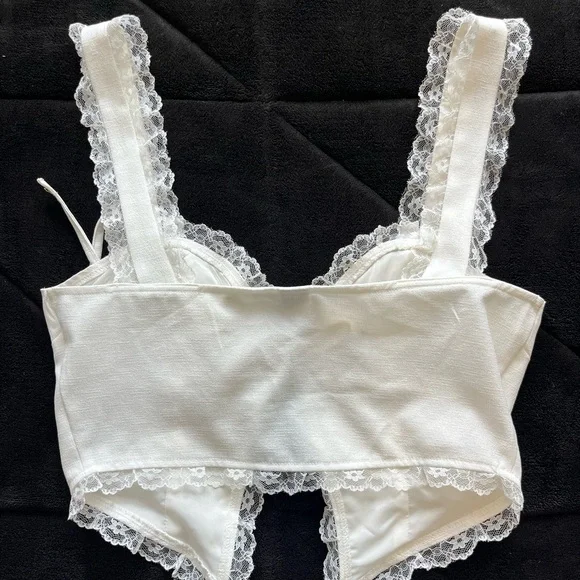 White tie front lace blouse - Picture 3 of 3